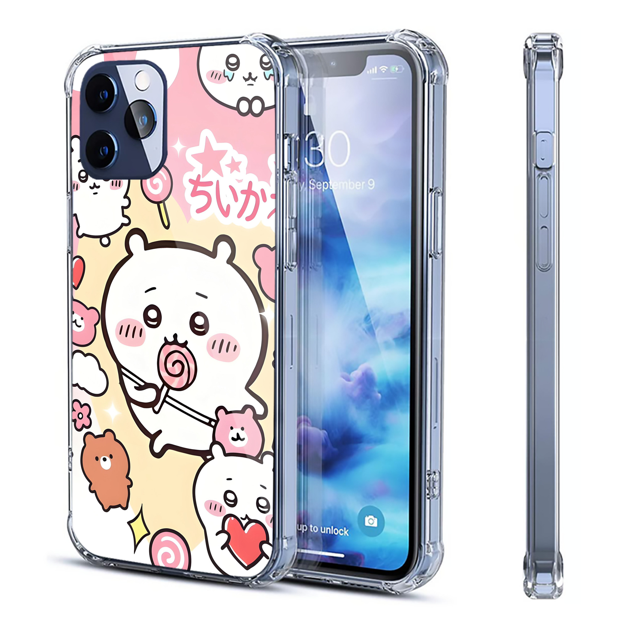 （画像用） ちいかわ Chii-kawa 【iPhone 12シリーズ対応】透明スマホケース（クリアソフトケース）